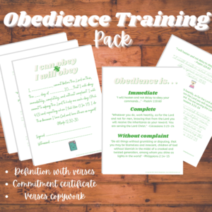 set of obedience printables on background