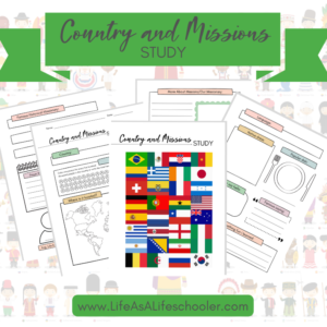 mock-up of the country and missions study printables