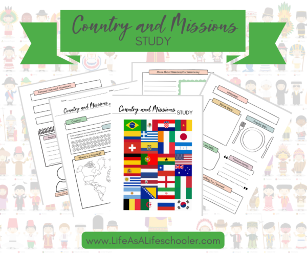mock-up of the country and missions study printables