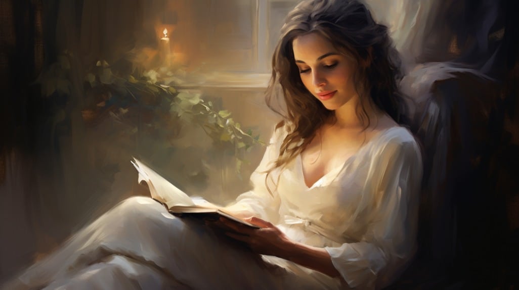 woman reading a biblical parenting book