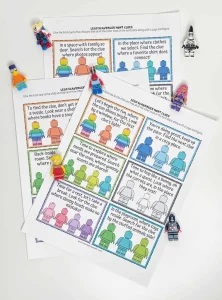 Lego scavenger hunt clues printouts with lego men