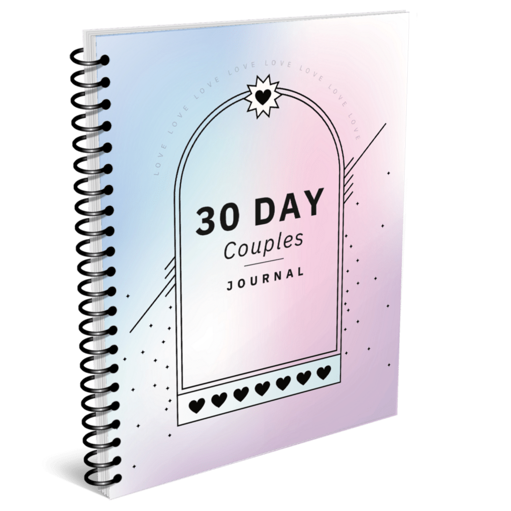 spiral-bound 30 Day Couples Journal standing upright