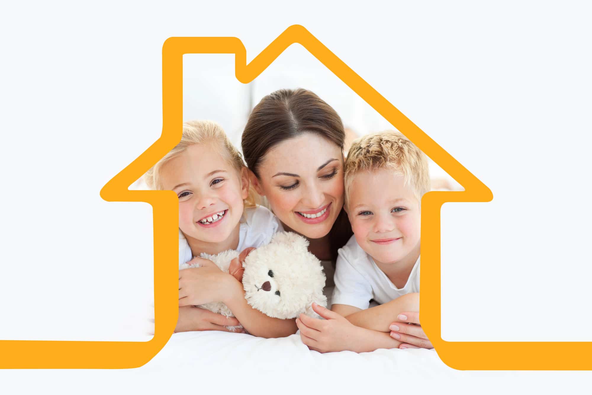 mother with her two kids at home to decrease stress